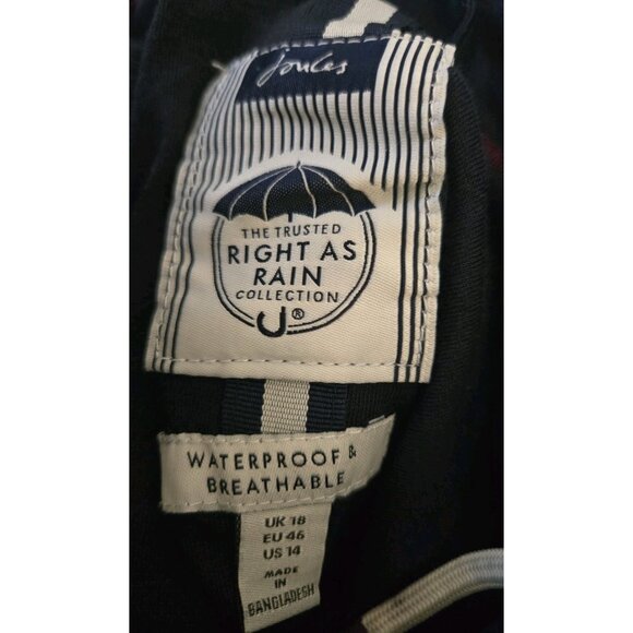 Joules Right As Rain Floral Jacket US14 UK18 Womens Navy Full Zip - Picture 9 of 11
